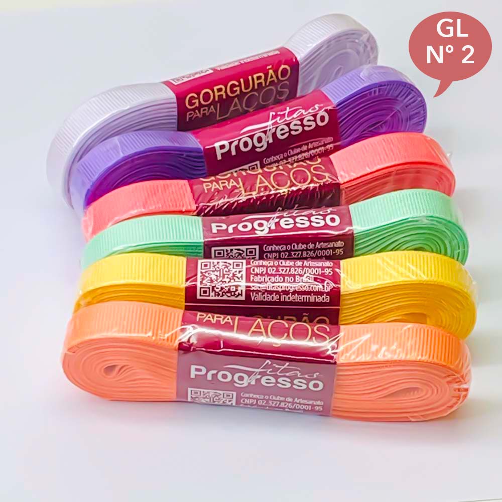 FITA PROGRESSO PARA LACOS N2 Fita para Laços Progresso Gorgurão GL nº2 -10mm