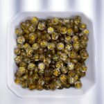 Miçanga Alfabeto Letrinha Translúcida Dourada 4x7mm- 50G - Imagem 2