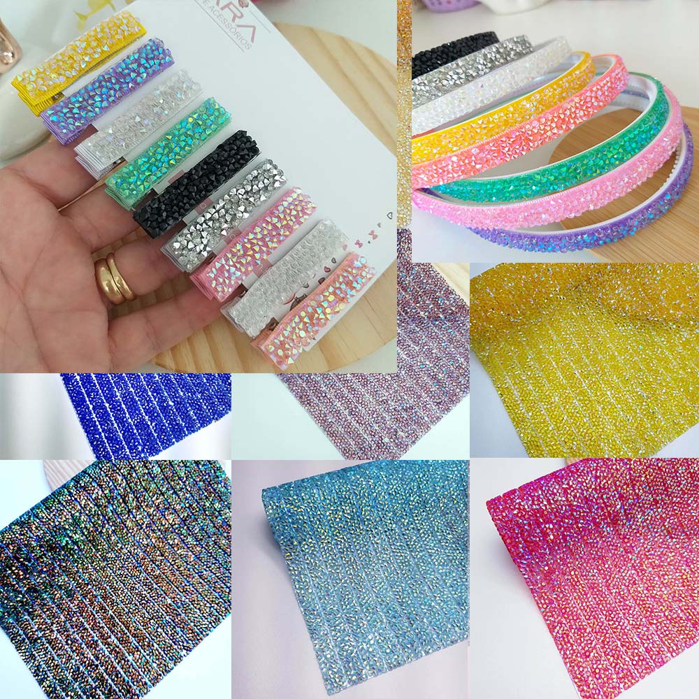 MANTA-STRASS-MONTAGEM2.jpg Tira Micro Manta Strass Termo Colante 1.0x40cm - Imagem 1