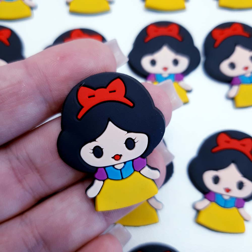 aplique branca de neve emborrachada Aplique Branca de Neve Silicone -2unid