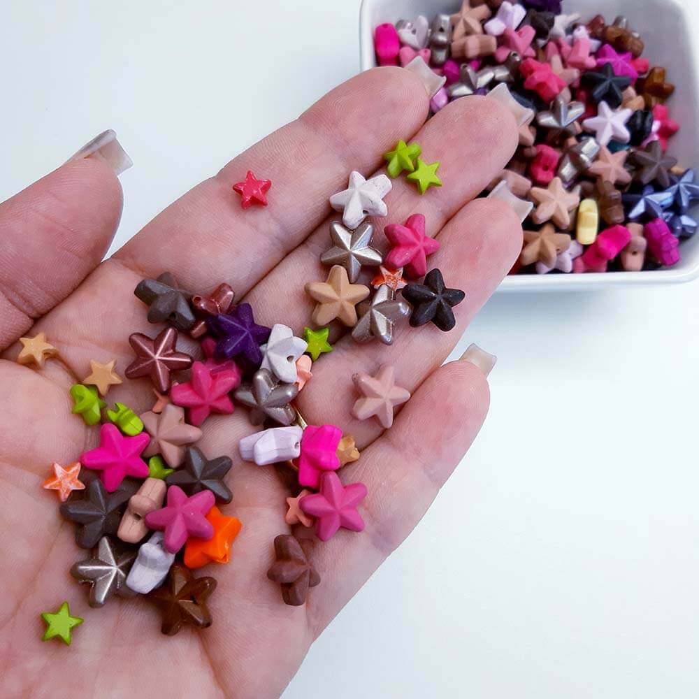 Miçanga Entremeio Estrela Passante fosca 10mm
