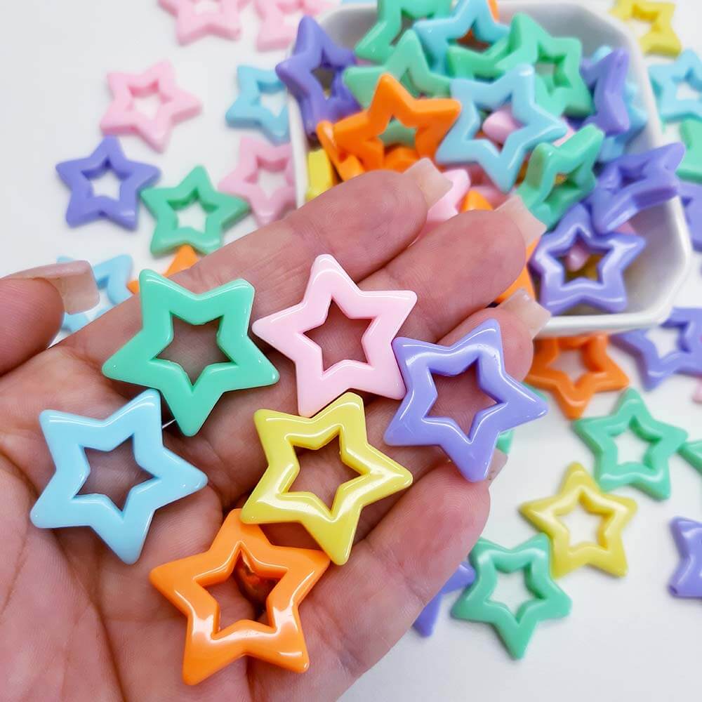 estrela-vazada.jpg Miçangas Estrela Vazada Passante Pingente 2,7cm-Colorida - Imagem 1