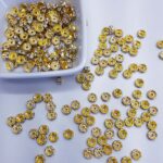 Rondela de Strass Entremeio Dourada 6mm