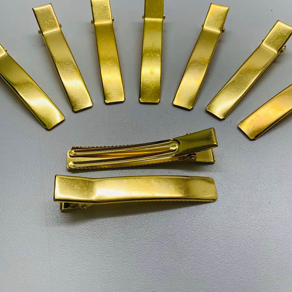 PRESILHA BICO DE PATO JACARE DOURADO Bico de Pato presilha jacare Curvado C/2 garra 6,0cm - Imagem 1