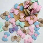 Apliques para laços, roupas Lacinhos com pompom e glitter - Imagem 2