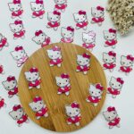 2 Aplique de Laços Hello Kitty acrilico glitter 3,3x2,3cm - Imagem 2