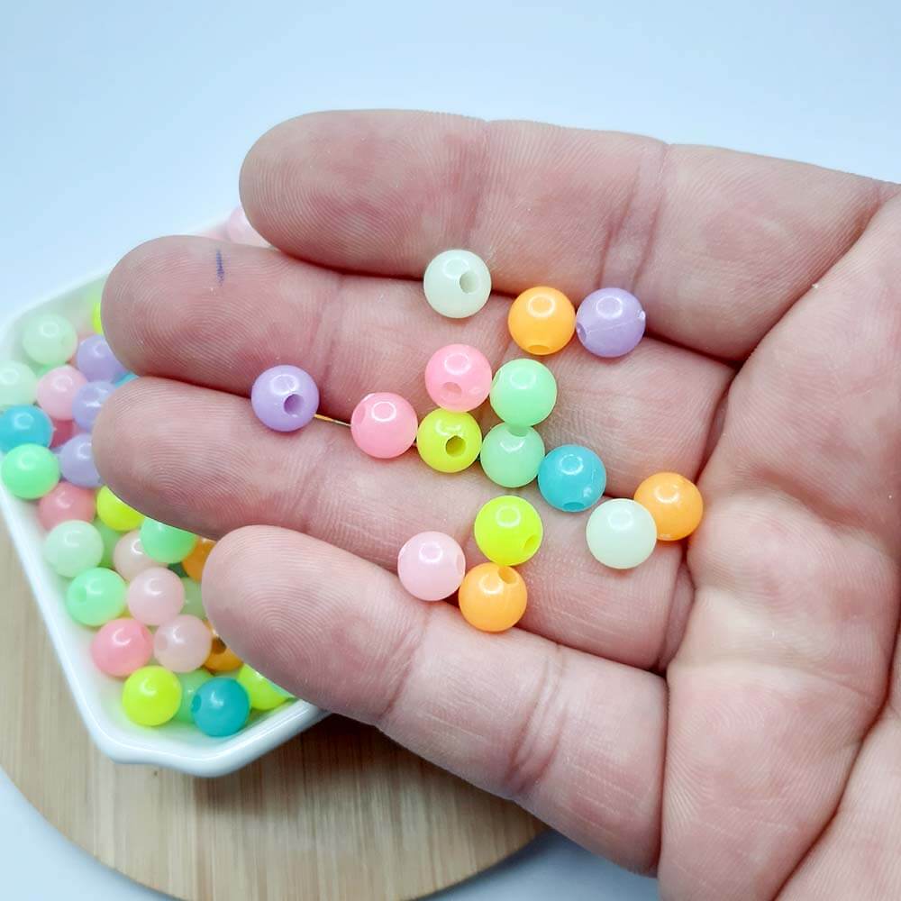 bola neon Miçanga Brilha no Escuro Fluorecente 8mm - Imagem 1