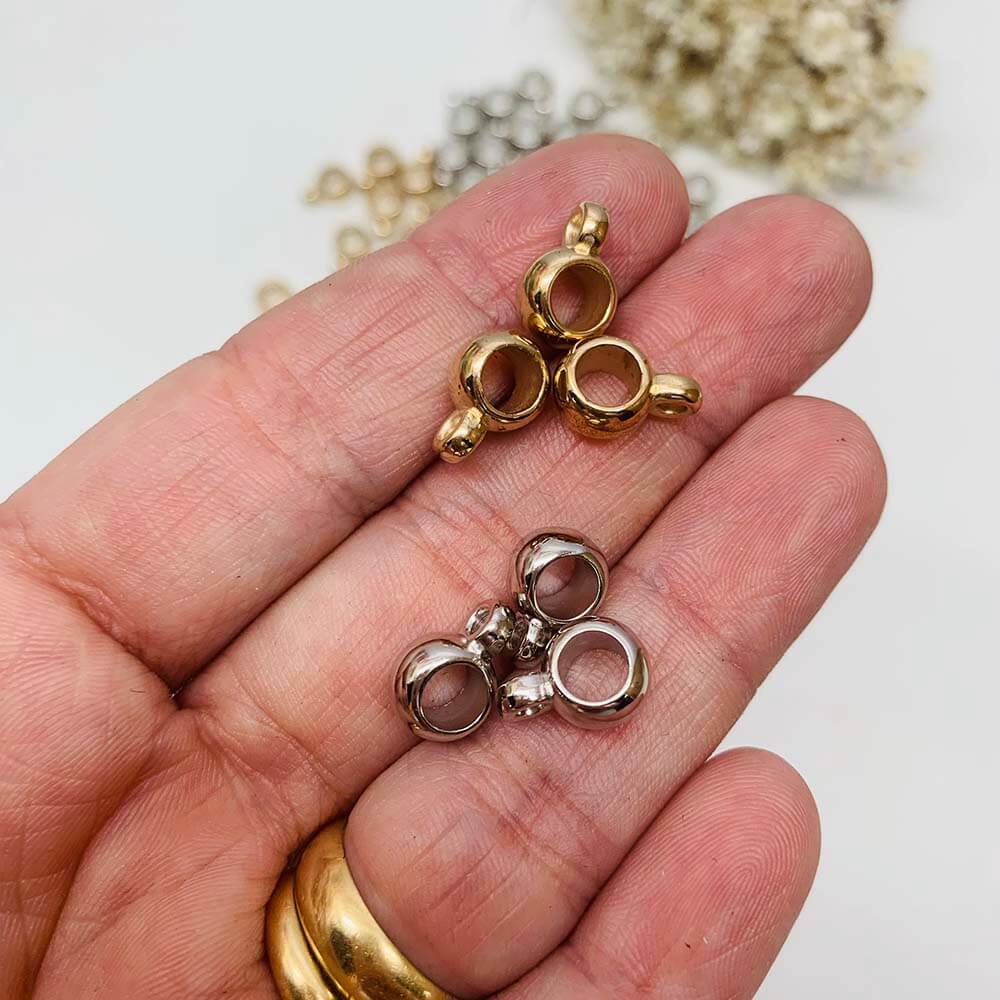 canequinha 12x8mm.2 Miçanga para Pingente Canequinha ABS 12x8mm