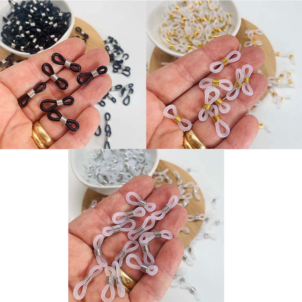 elastico com mola trnasparente Elástico Com Mola P/ Cordão De Óculos e mascara 22mm 20 Peça - Imagem 1