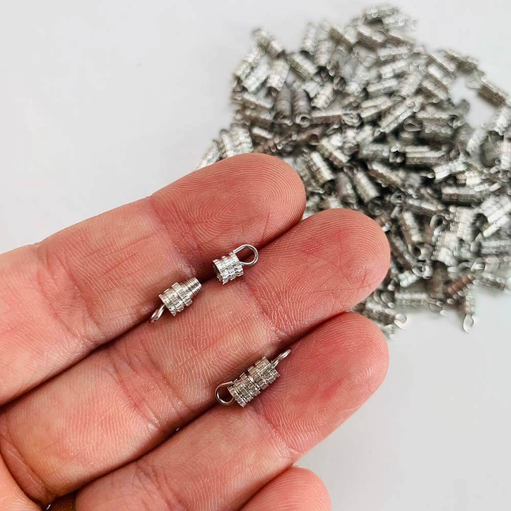 fecho de rosca prata2 Rosca de Fecho com argola Latão para Bijuteria 4x12mm - Imagem 1