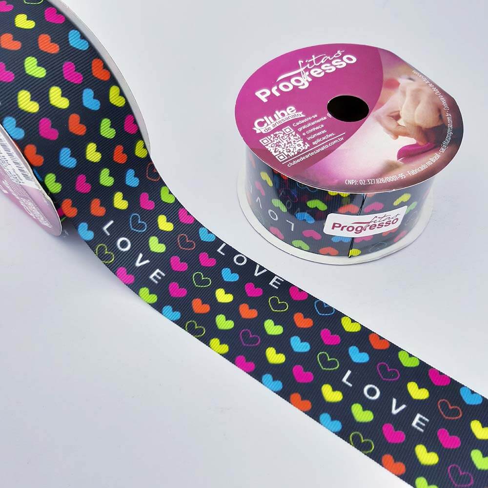 fita love coracao progresso Fita Estampada Love Progresso nº9-38mm