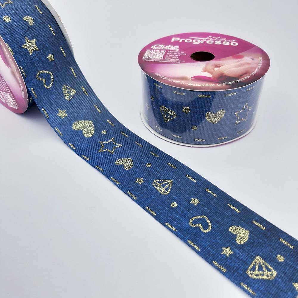 fita progresso jeans glitter dourada Fita Jeans Progresso Glitter Dourado