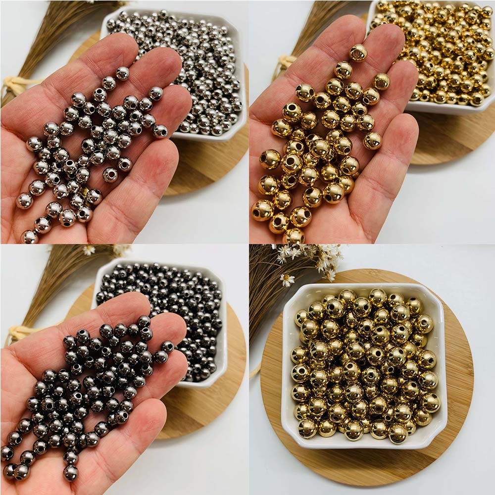 Pérola Abs 10mm Prata/Grafitte/Dourado- 50unidade
