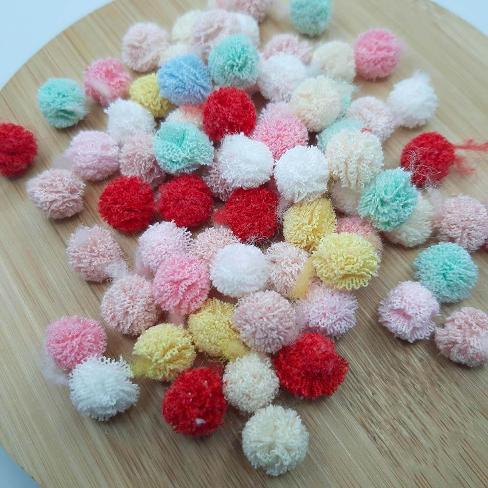 pompom malha 10mm Pompom De Malha Telinha Tule 1,0cm