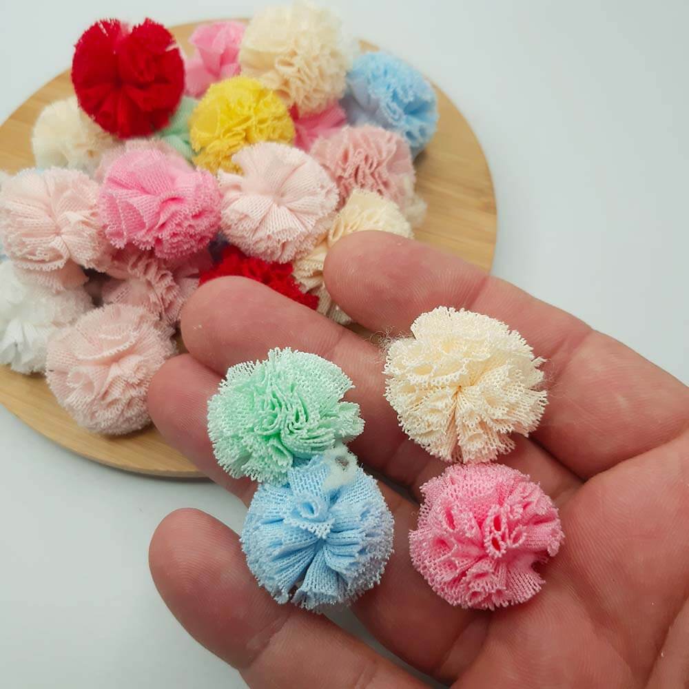 pompom malha tule 2,5cm Pompom Telinha Tule