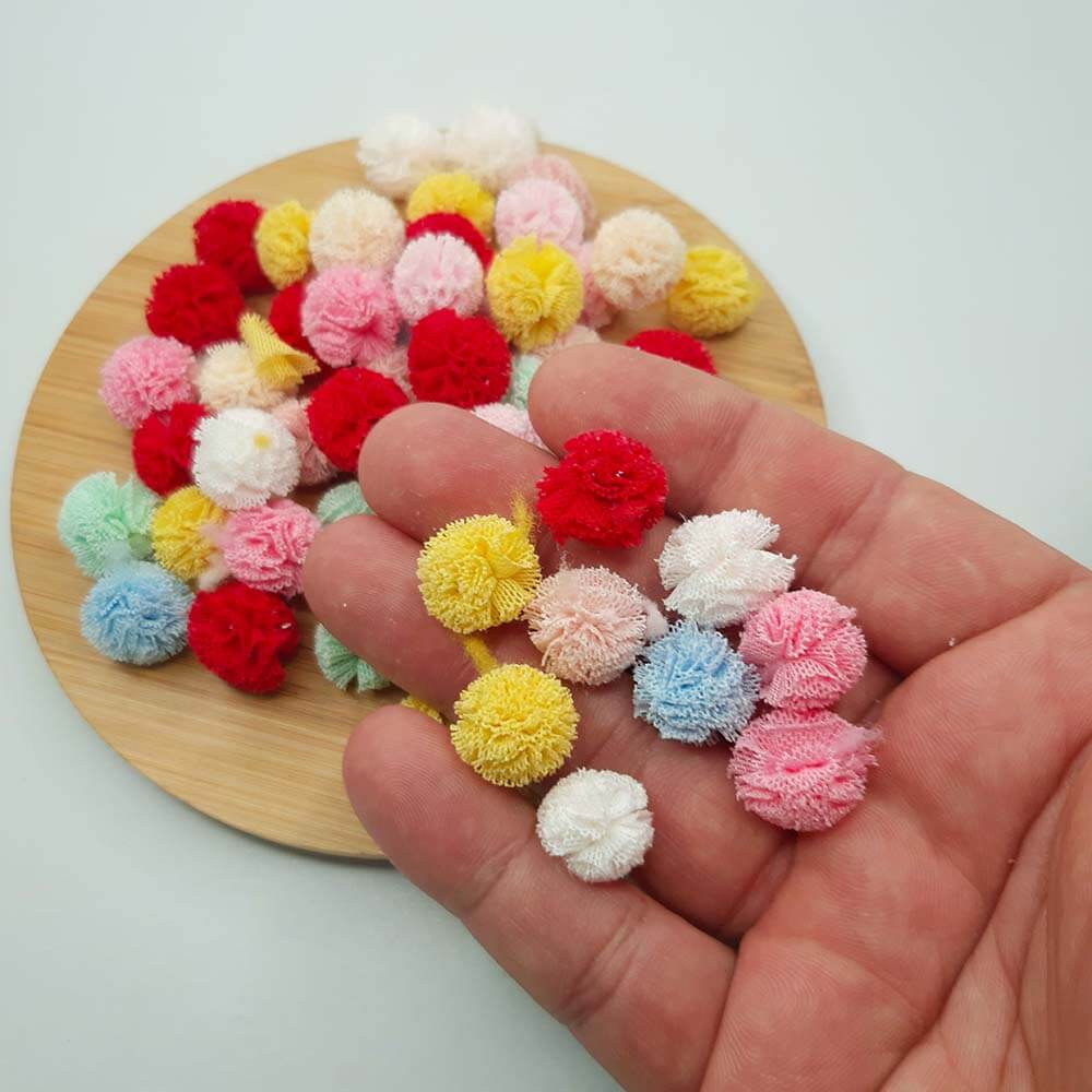 pompom tule 15mm Pompom De Malha Tule