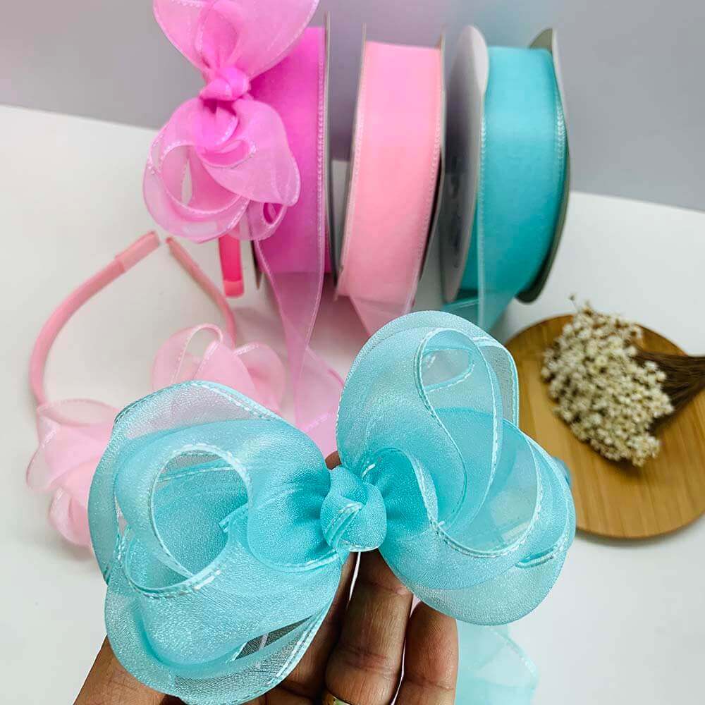 FITA PARA LACOS ORGANZA SANDING 38MM Fita Organza Sanding Pespontada