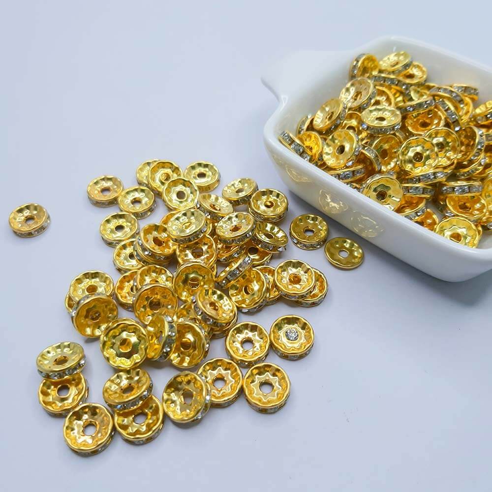 entremeio rondele dourado 10 mm Entremeio Rondela de Strass dourada 10mm