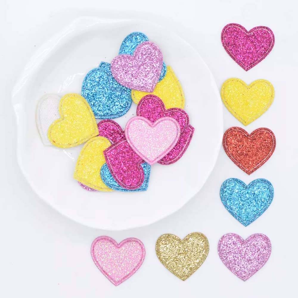 aplique coracao glitter pequeno Aplique Coração Glitter 2,00x1,80cm - 6unid