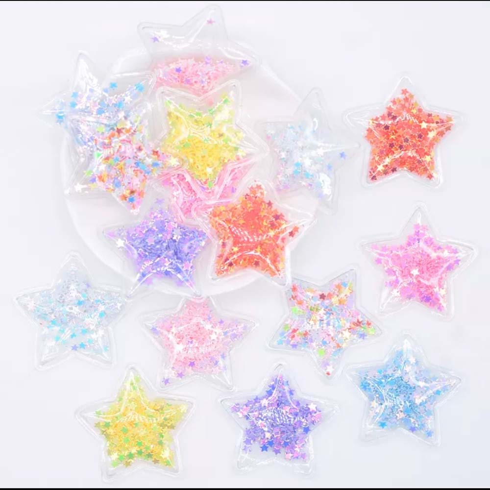 aplique estrela transparente paete Aplique Estrela Transparente com confete - 3 unidade - Imagem 1