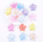 Aplique Flor Transparente com confete - 3 unidade
