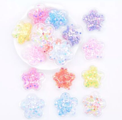 Aplique Flor Transparente com confete - 3 unidade