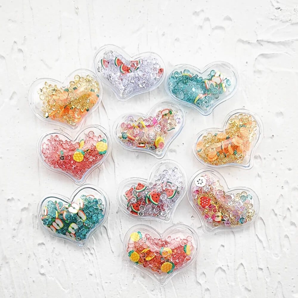aplique trans novos 8 Aplique Coração Transparente frutas e Cristal- 2unid