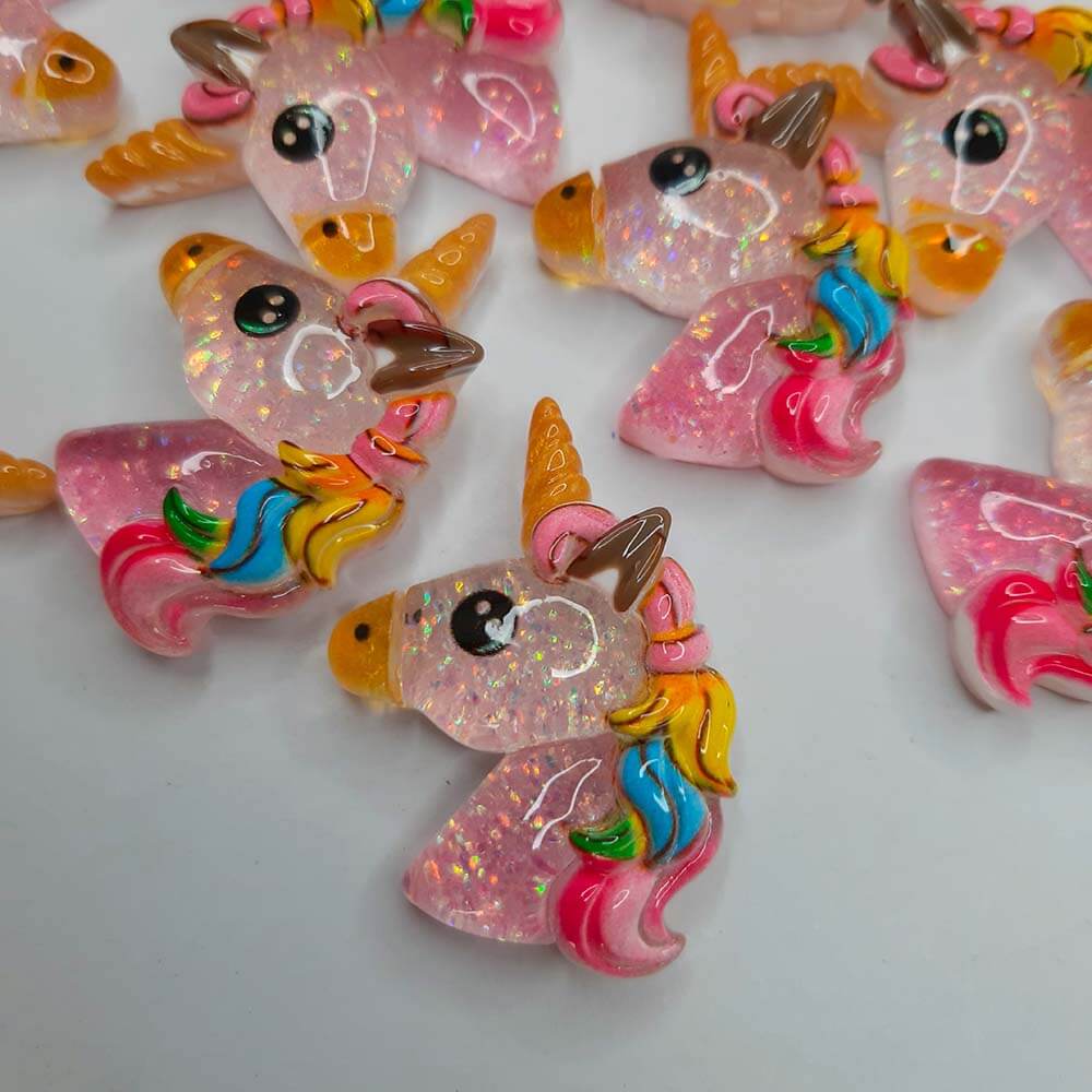 aplique unicornio acrilico transparente2 Aplique Unicórnio Transparente Brilho 2unid.