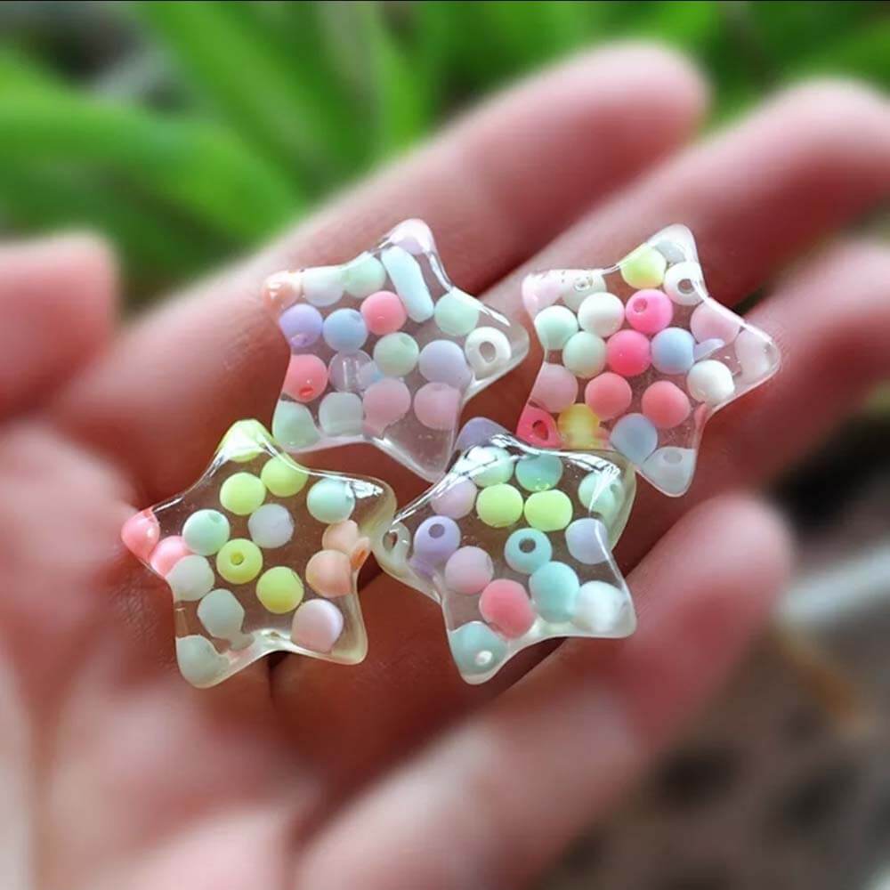 estrela com bolinha dentro Aplique Estrela Translúcidos com bolinhas- 2unid