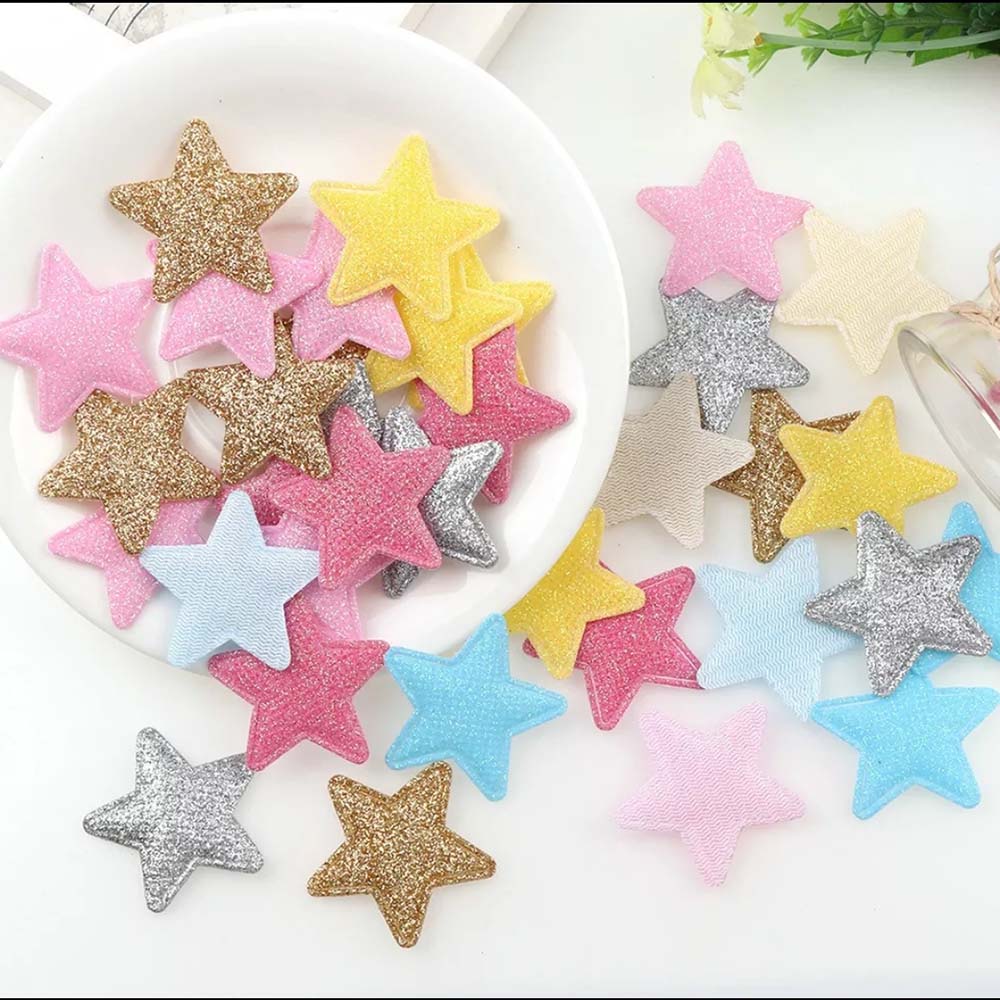 estrela glitter colorida 2 Aplique Estrela Glitter Acolchoado sortido 5unid