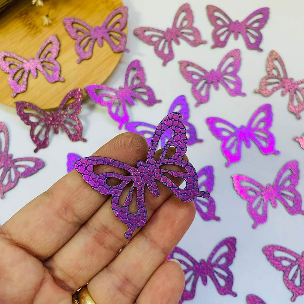 APLIQUE BORBOLETA DE LONITA ROXO Aplique borboleta de Lonita Lilás -2 unidade