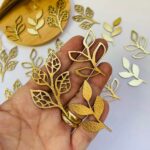 kit Aplique Folhas ramo em Lonita Metalizada -6 unid.